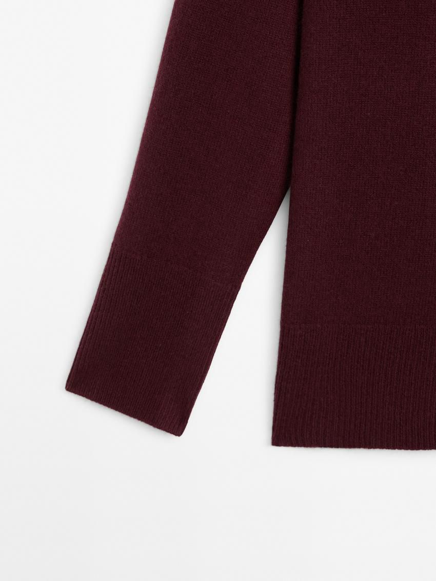 Massimo Dutti Wool Blend Knit Women Sweater Maroon | US-VI7295061