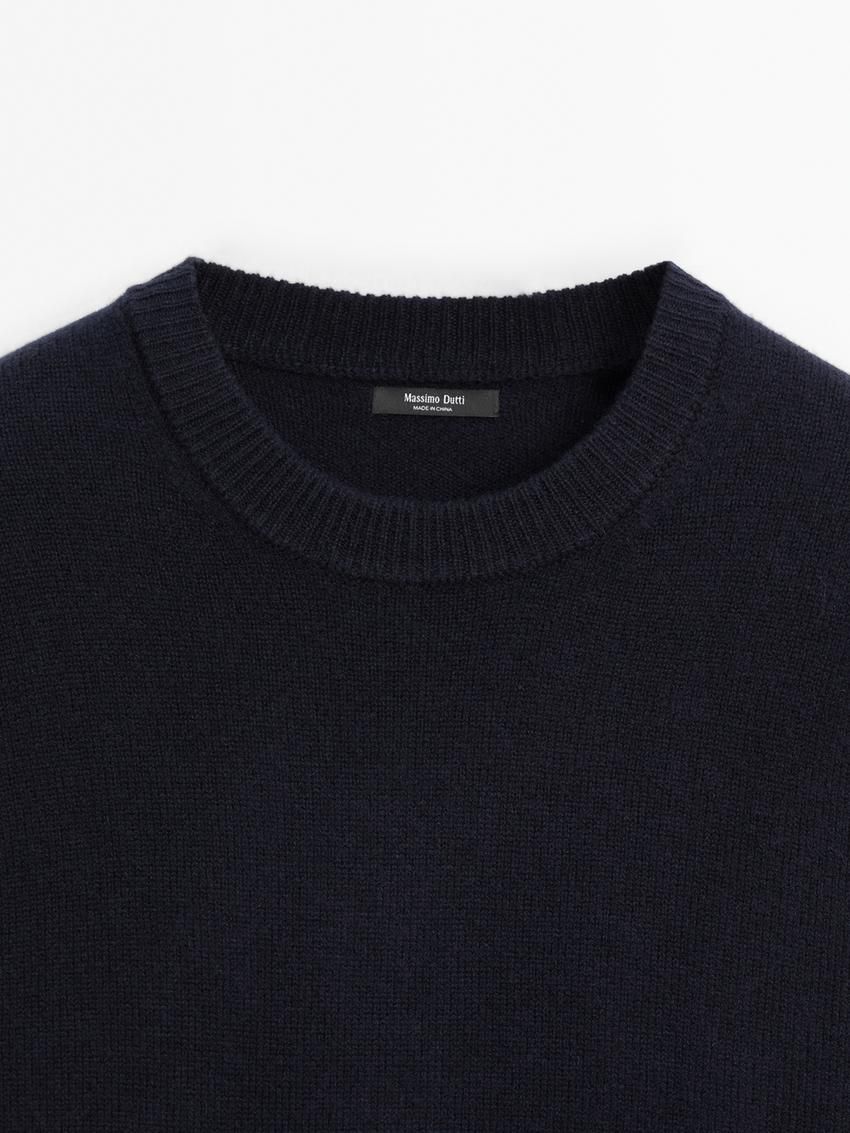 Massimo Dutti Wool Blend Knit Women Sweater Dark Blue | US-UE2506439