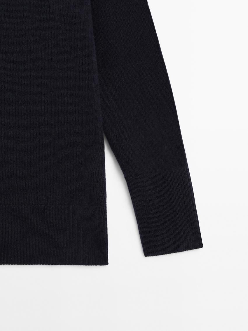 Massimo Dutti Wool Blend Knit Women Sweater Dark Blue | US-UE2506439