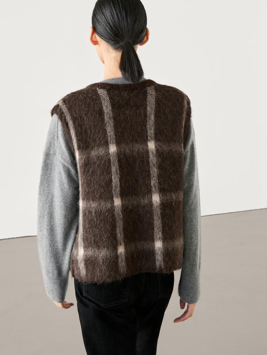 Massimo Dutti Wool Blend Knit Women Vest Dark Brown | US-SM6845973