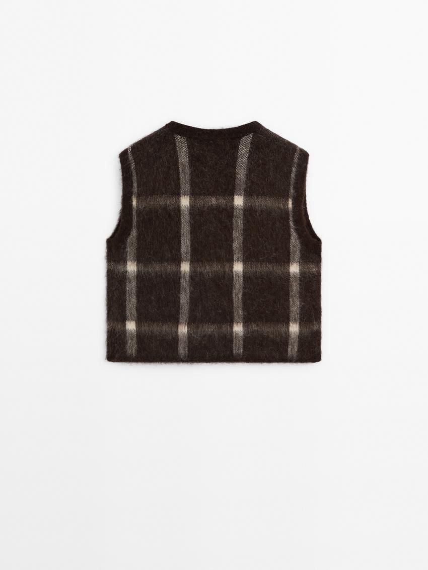 Massimo Dutti Wool Blend Knit Women Vest Dark Brown | US-SM6845973