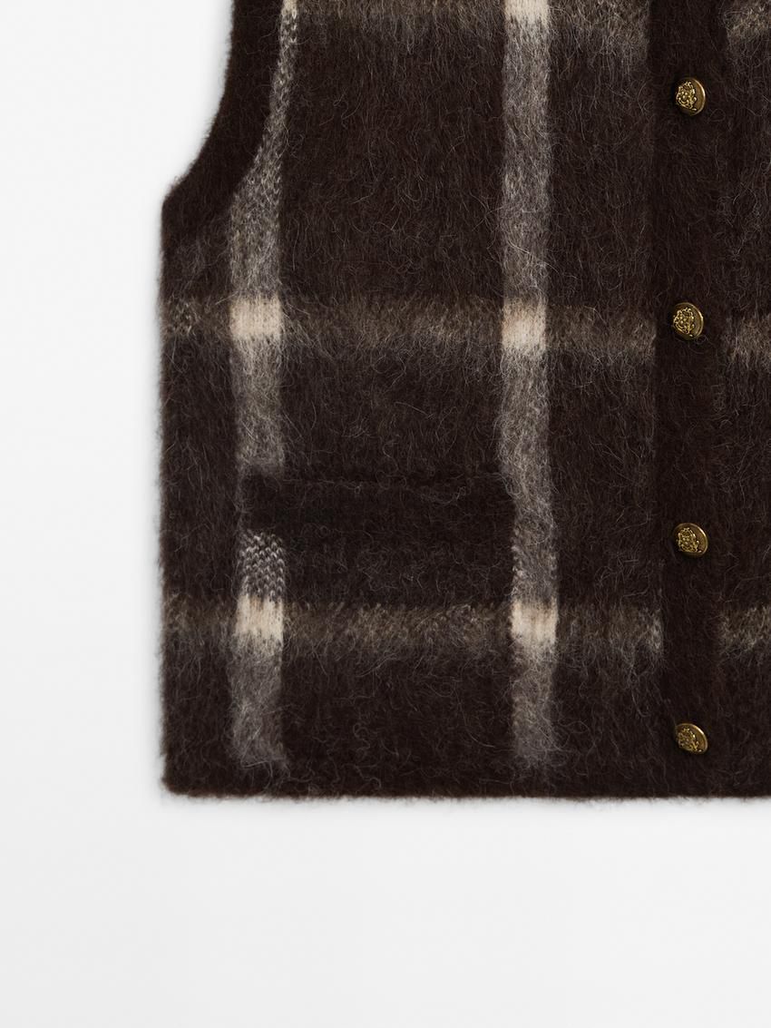 Massimo Dutti Wool Blend Knit Women Vest Dark Brown | US-SM6845973