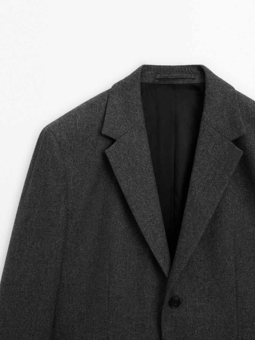 Massimo Dutti Wool Blend Men Blazer Dark Grey | US-JO2643170