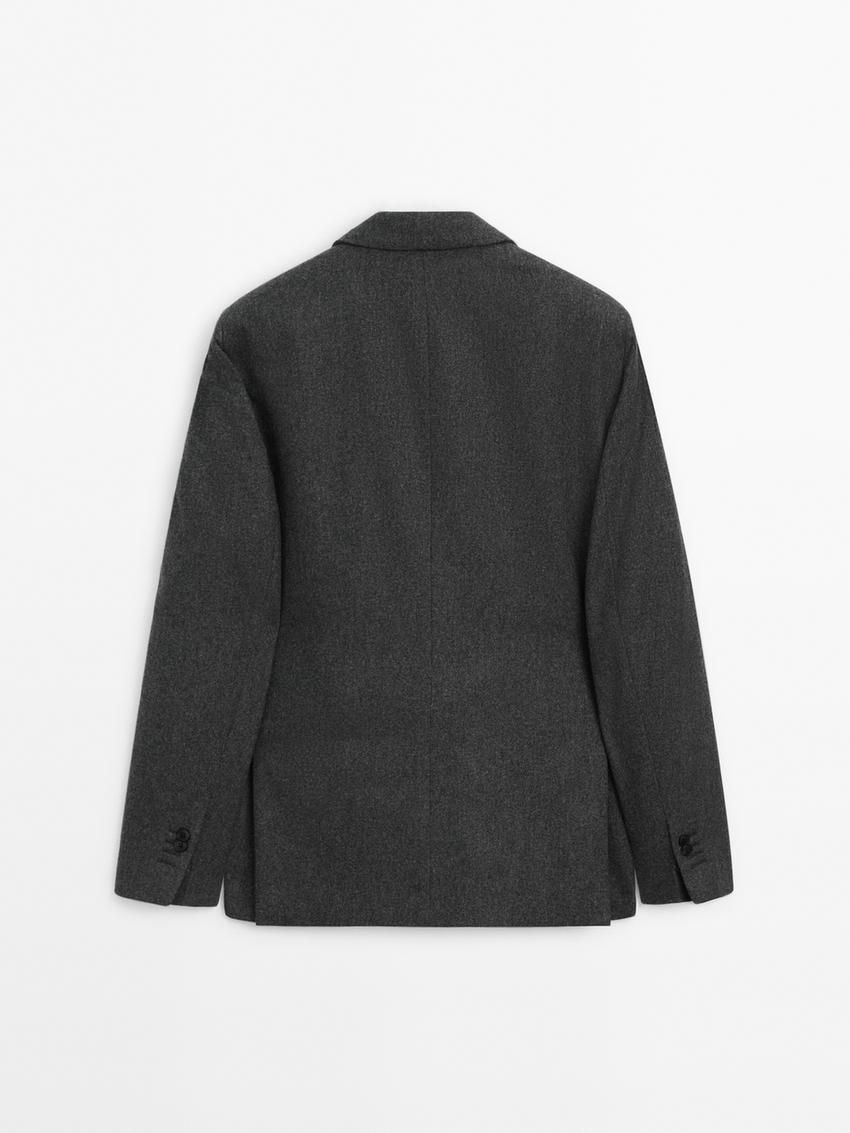 Massimo Dutti Wool Blend Men Blazer Dark Grey | US-JO2643170