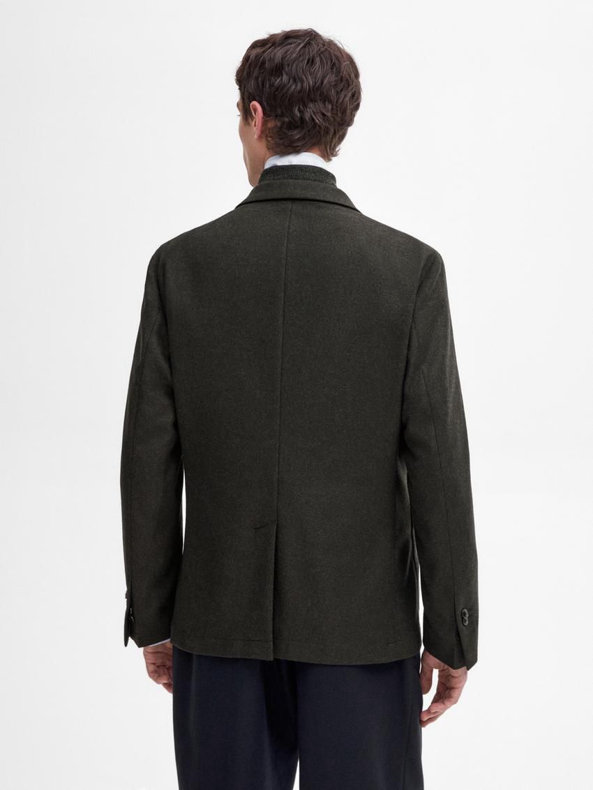Massimo Dutti Wool Blend Men Blazer Khaki | US-SG3150782