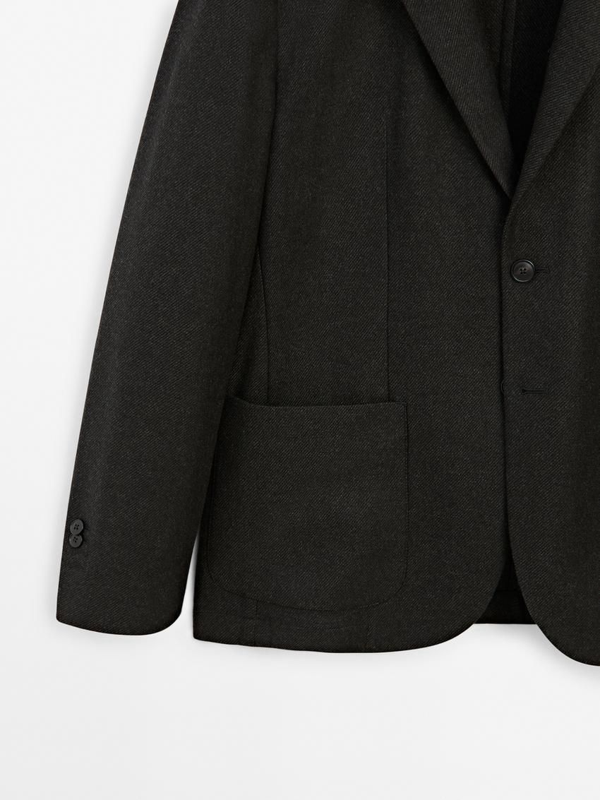 Massimo Dutti Wool Blend Men Blazer Khaki | US-SG3150782