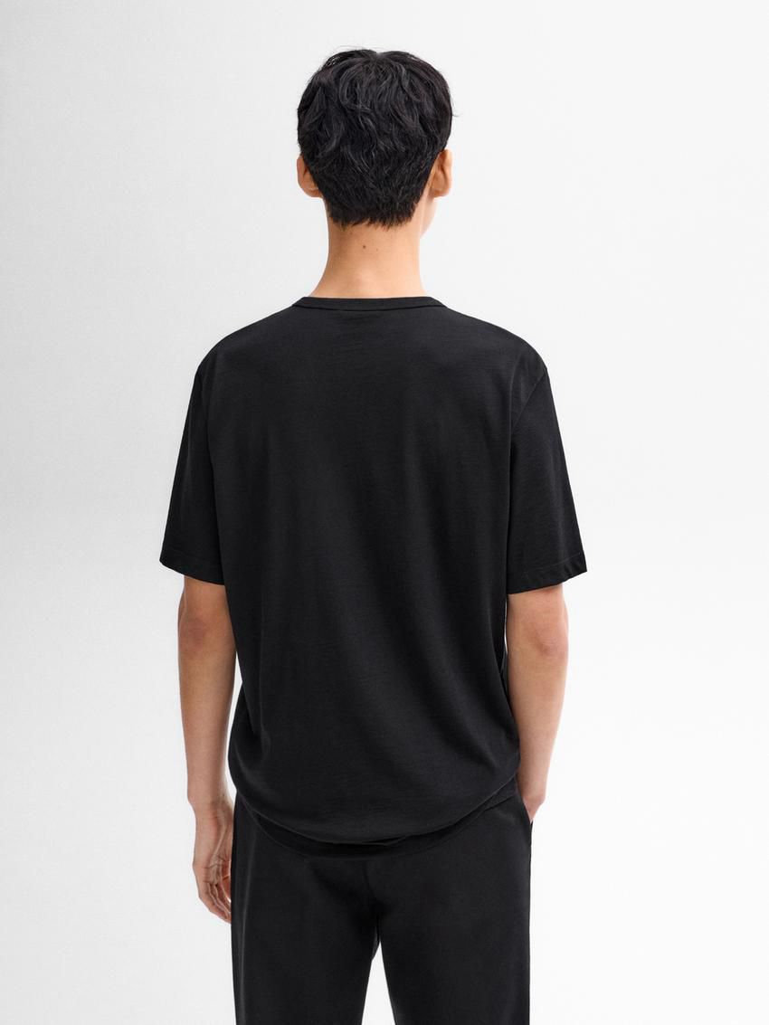 Massimo Dutti Wool Blend Men T-Shirt Black | US-LE8079621