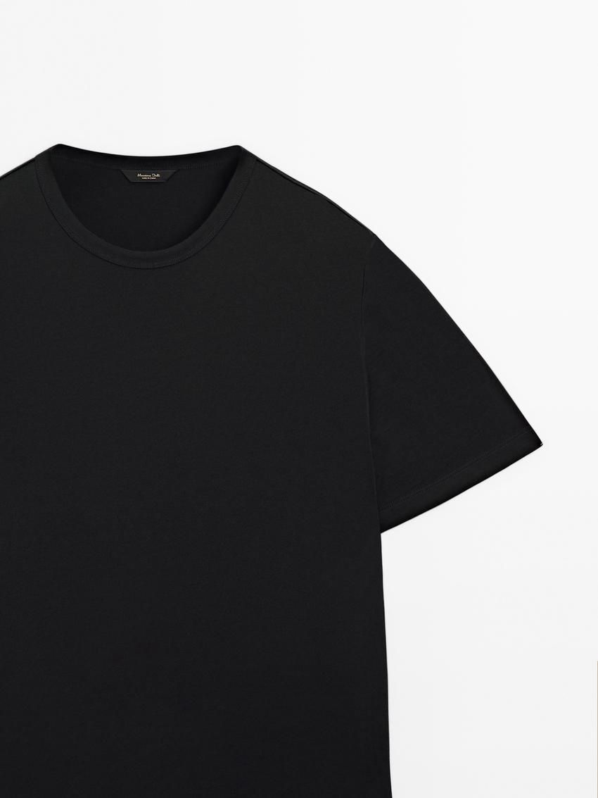 Massimo Dutti Wool Blend Men T-Shirt Black | US-LE8079621