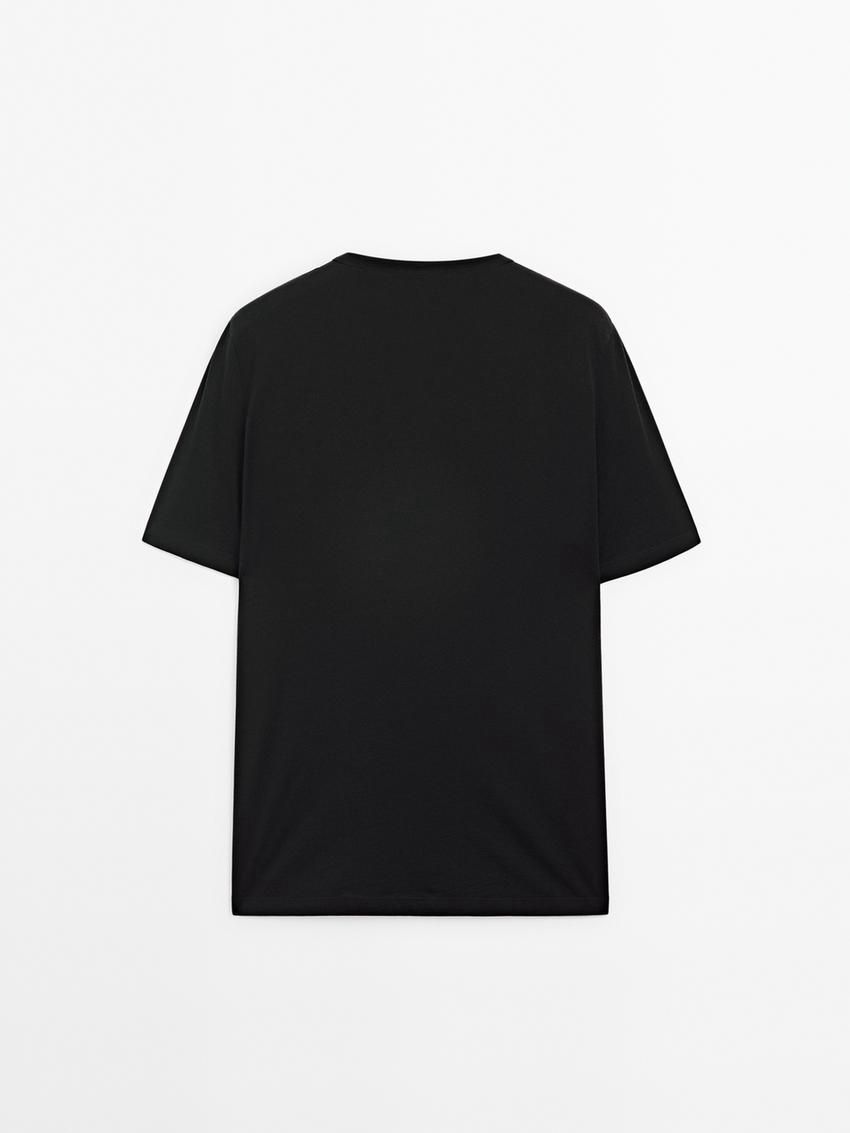 Massimo Dutti Wool Blend Men T-Shirt Black | US-LE8079621