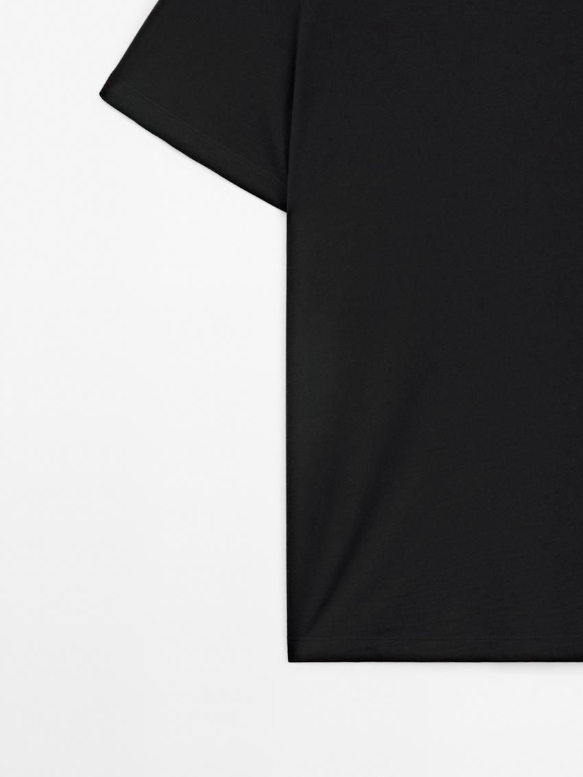 Massimo Dutti Wool Blend Men T-Shirt Black | US-LE8079621