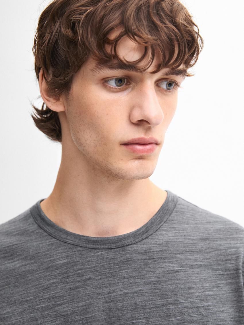 Massimo Dutti Wool Blend Men T-Shirt Grey | US-WC7265108