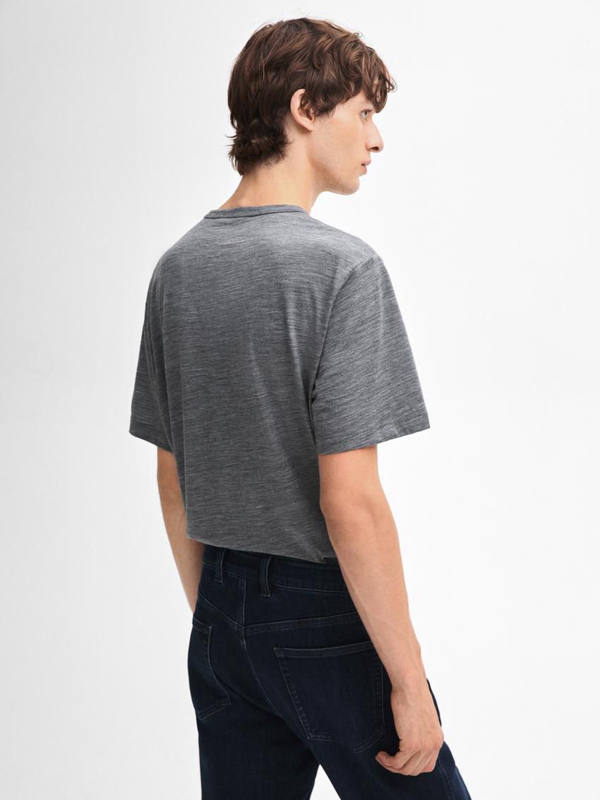 Massimo Dutti Wool Blend Men T-Shirt Grey | US-WC7265108