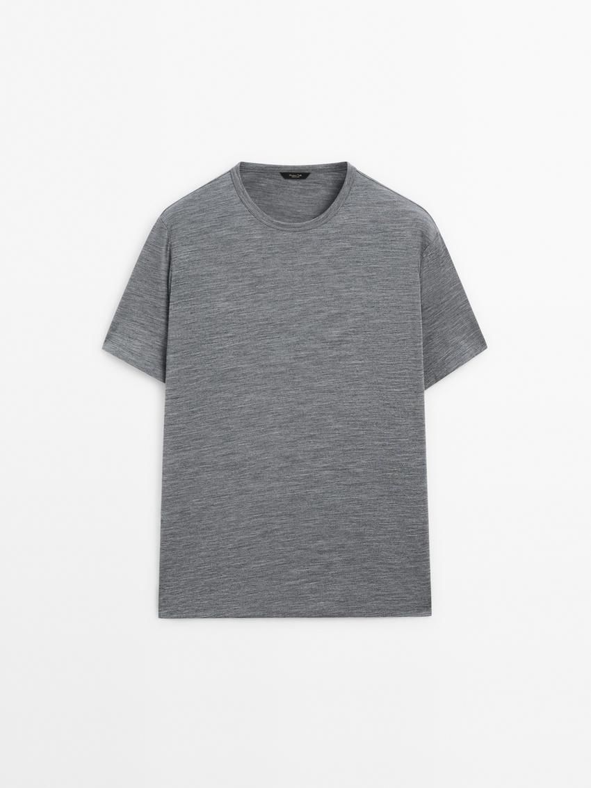 Massimo Dutti Wool Blend Men T-Shirt Grey | US-WC7265108