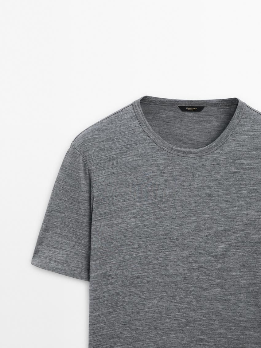 Massimo Dutti Wool Blend Men T-Shirt Grey | US-WC7265108