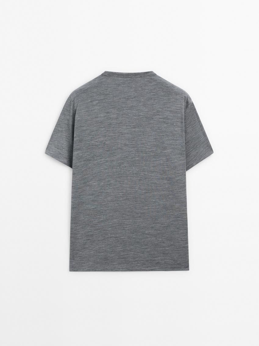 Massimo Dutti Wool Blend Men T-Shirt Grey | US-WC7265108