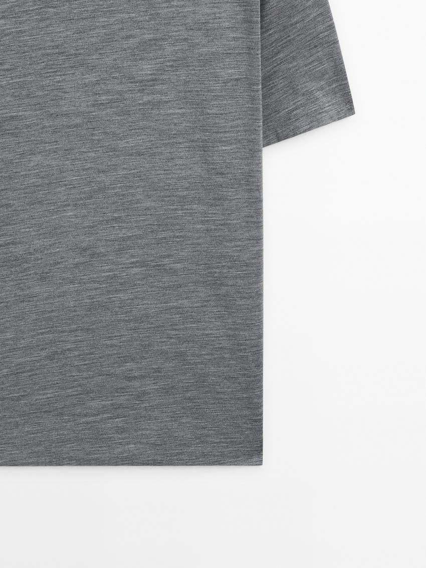 Massimo Dutti Wool Blend Men T-Shirt Grey | US-WC7265108
