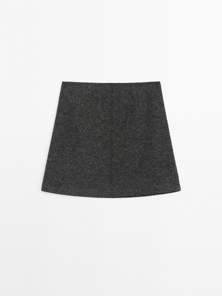 Massimo Dutti Wool Blend Mini Women Skirts Dark Grey | US-HE8691075