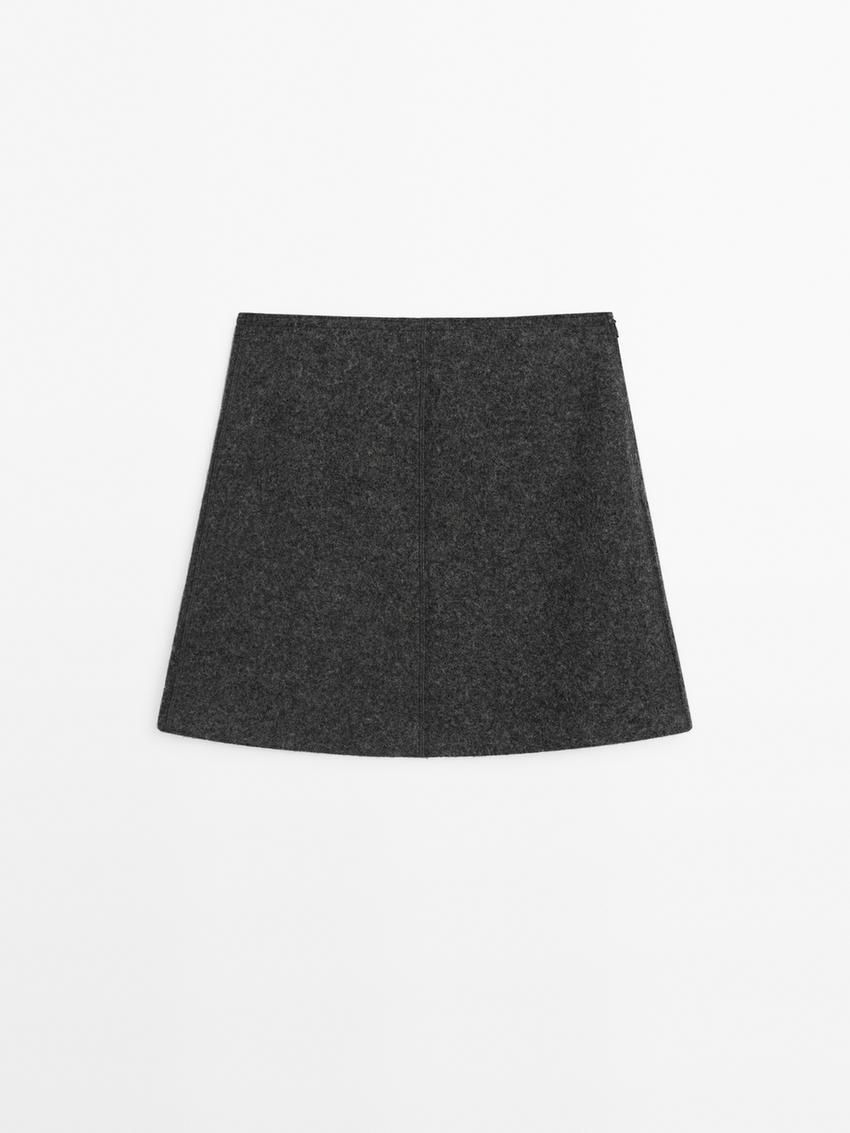 Massimo Dutti Wool Blend Mini Women Skirts Dark Grey | US-HE8691075