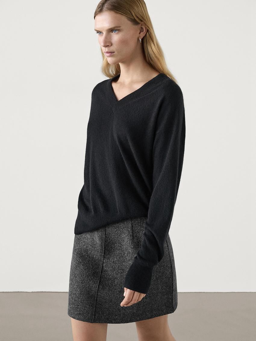 Massimo Dutti Wool Blend Mini Women Skirts Dark Grey | US-HE8691075