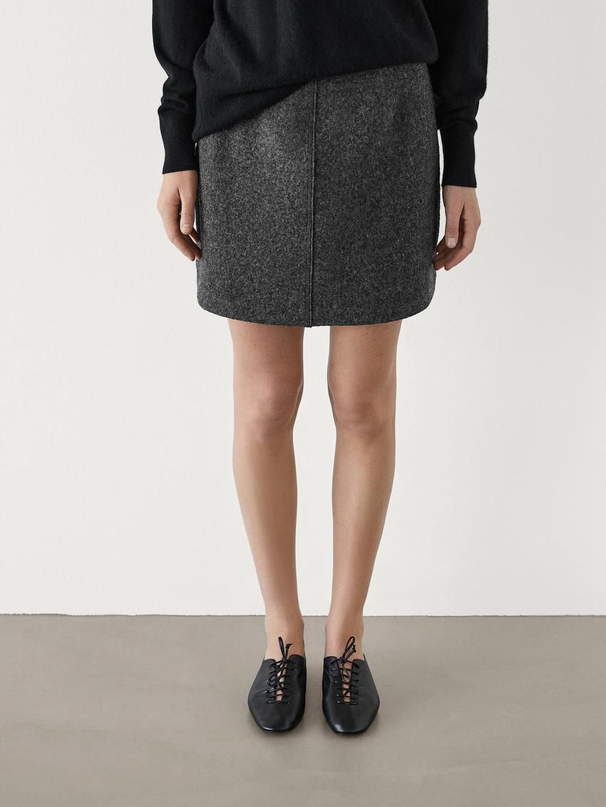 Massimo Dutti Wool Blend Mini Women Skirts Dark Grey | US-HE8691075
