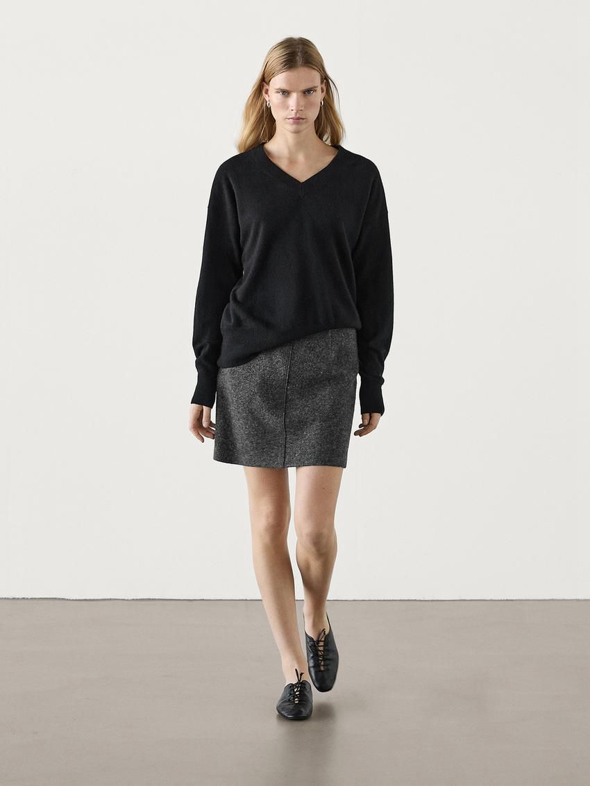 Massimo Dutti Wool Blend Mini Women Skirts Dark Grey | US-HE8691075