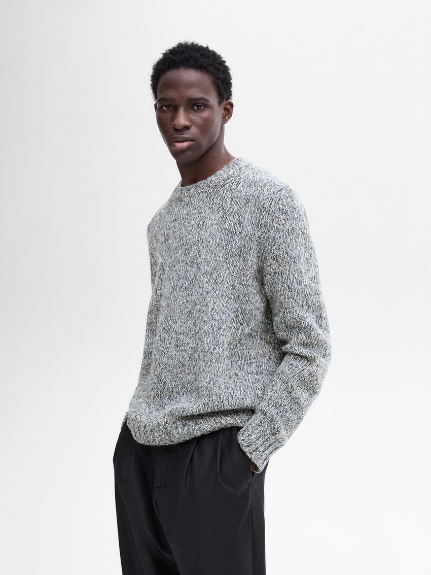 Massimo Dutti Wool Blend Mouliné Men Sweater Grey | US-PV4735698