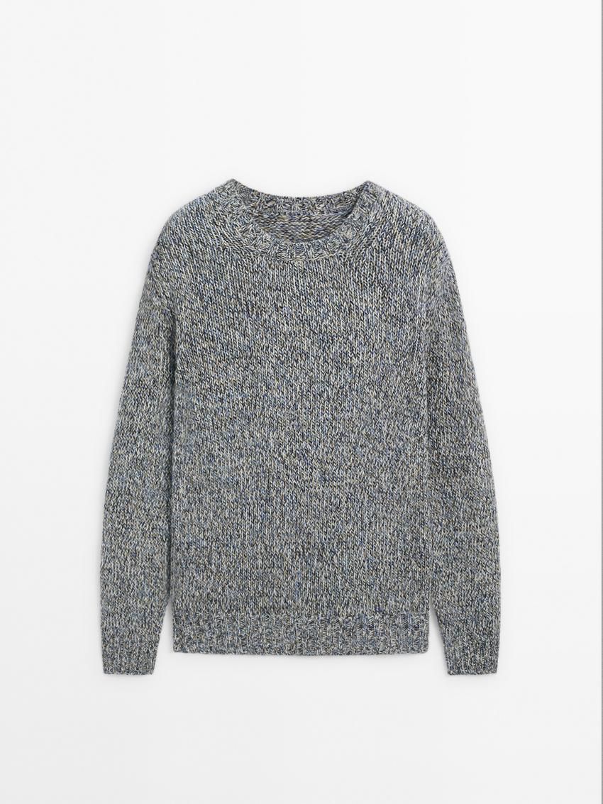 Massimo Dutti Wool Blend Mouliné Men Sweater Grey | US-PV4735698