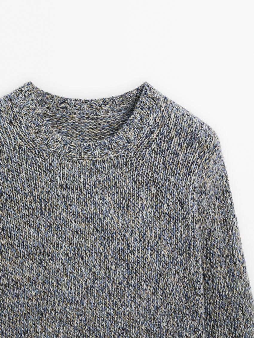 Massimo Dutti Wool Blend Mouliné Men Sweater Grey | US-PV4735698