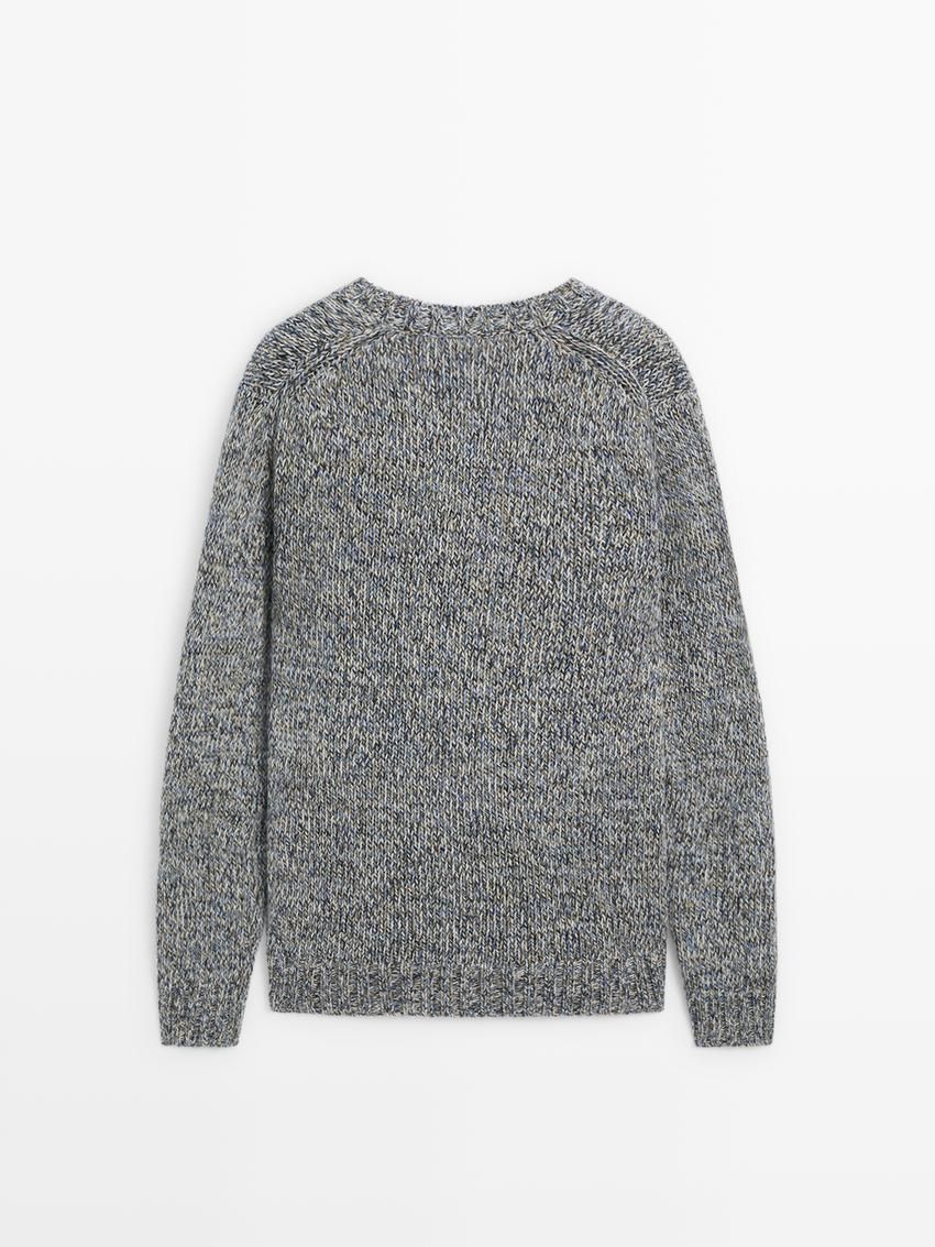 Massimo Dutti Wool Blend Mouliné Men Sweater Grey | US-PV4735698
