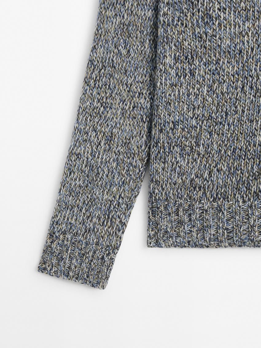 Massimo Dutti Wool Blend Mouliné Men Sweater Grey | US-PV4735698
