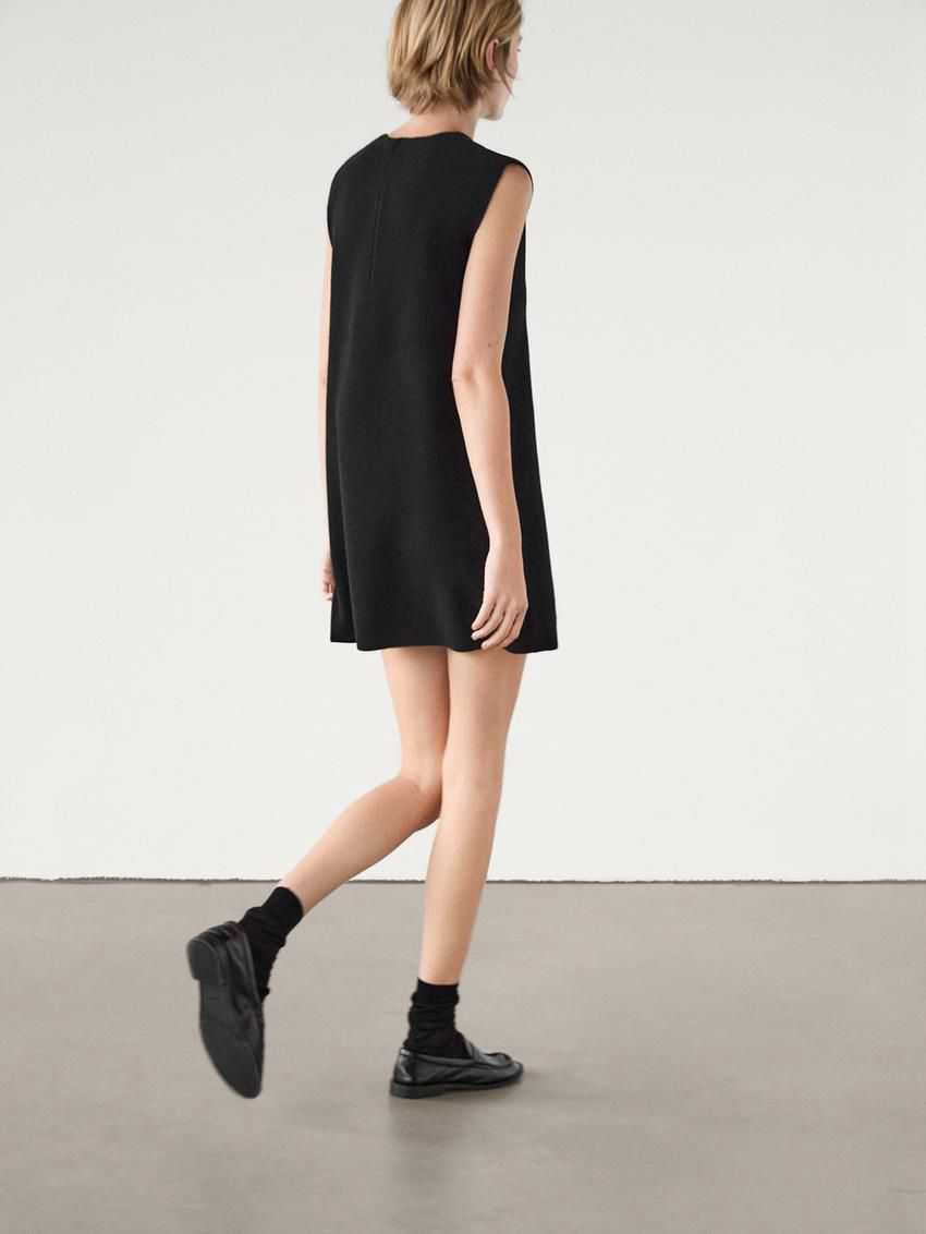 Massimo Dutti Wool Blend Pinafore Women Dress Black | US-XN6109784