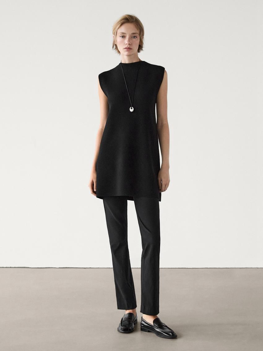 Massimo Dutti Wool Blend Pinafore Women Dress Black | US-XN6109784