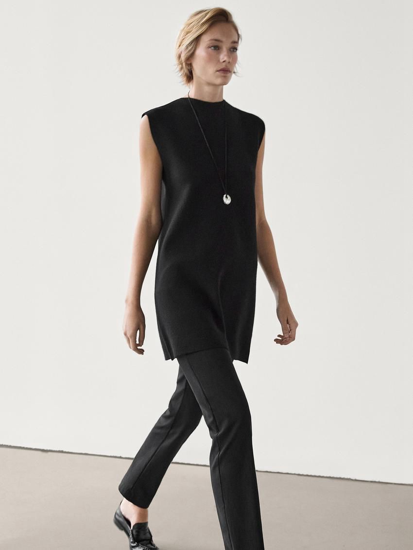Massimo Dutti Wool Blend Pinafore Women Dress Black | US-XN6109784