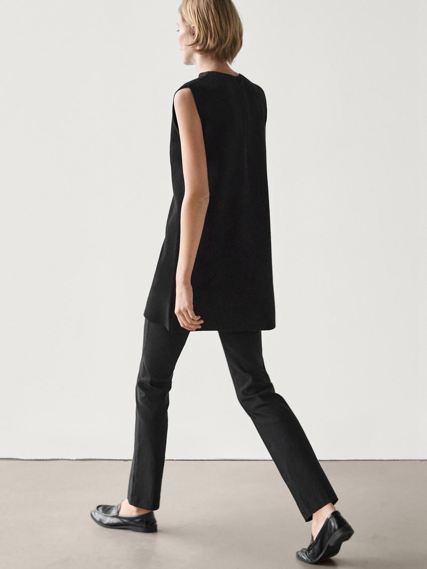 Massimo Dutti Wool Blend Pinafore Women Dress Black | US-XN6109784