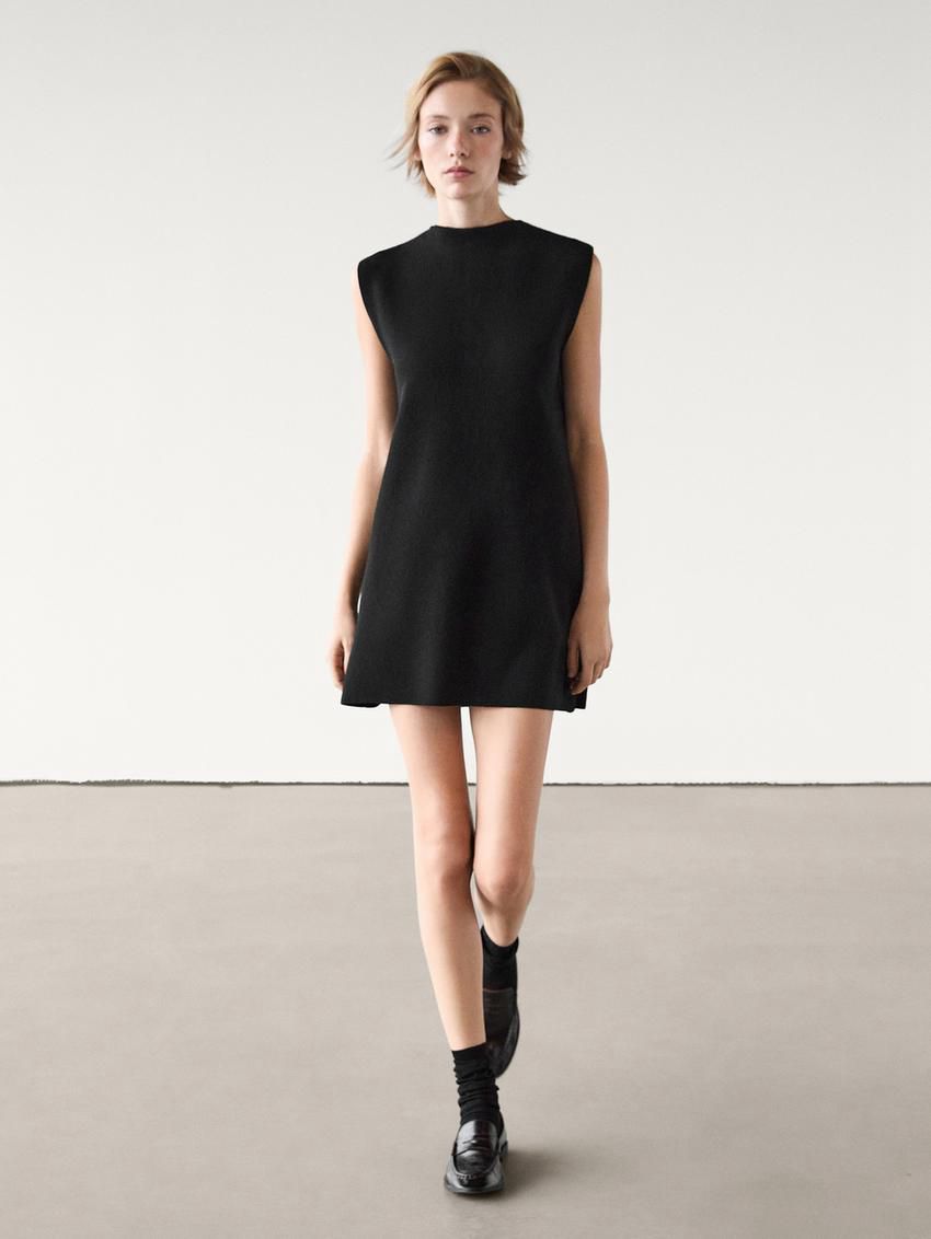 Massimo Dutti Wool Blend Pinafore Women Dress Black | US-XN6109784