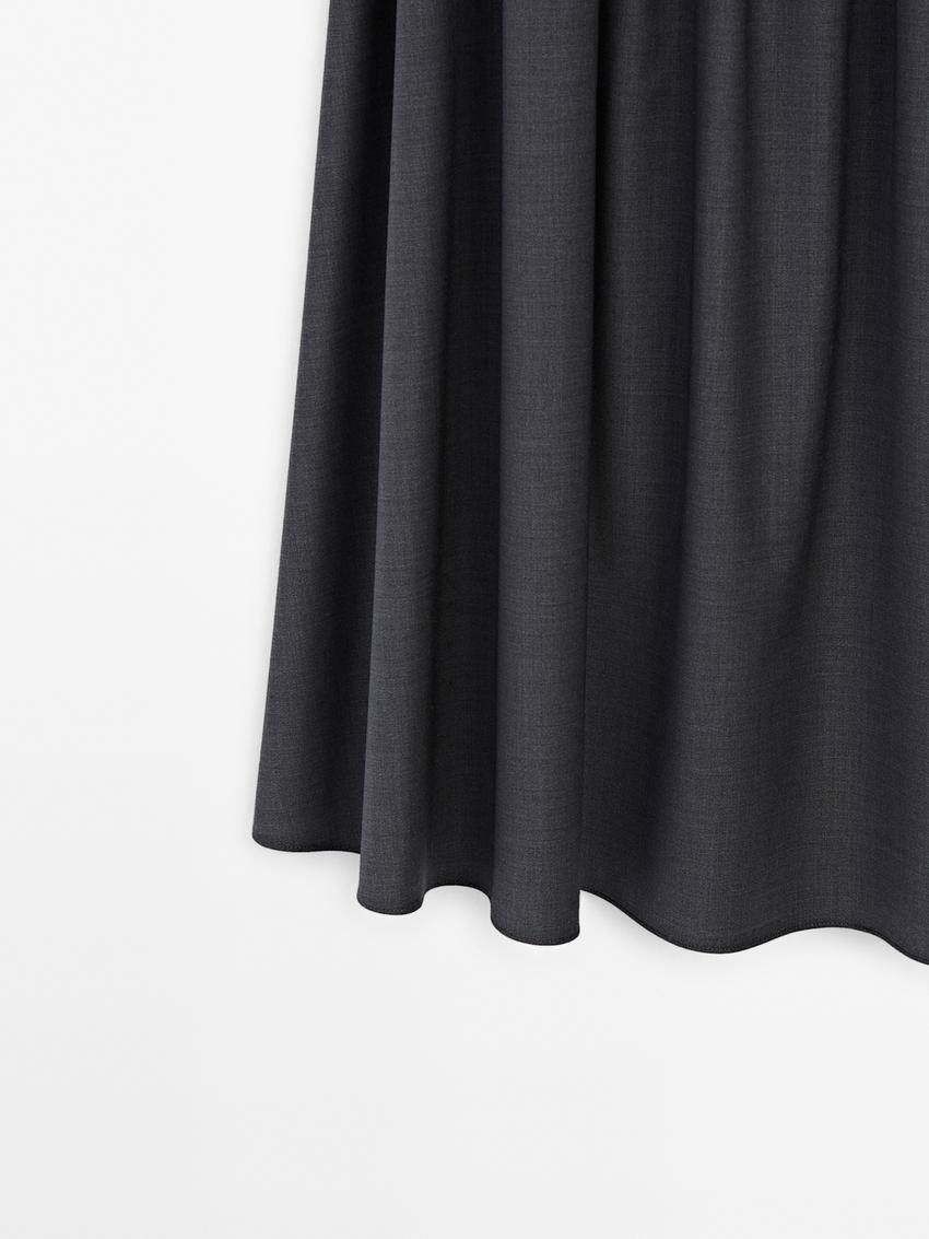 Massimo Dutti Wool Blend Pleated Midi Women Skirts Dark Grey | US-HX9376514
