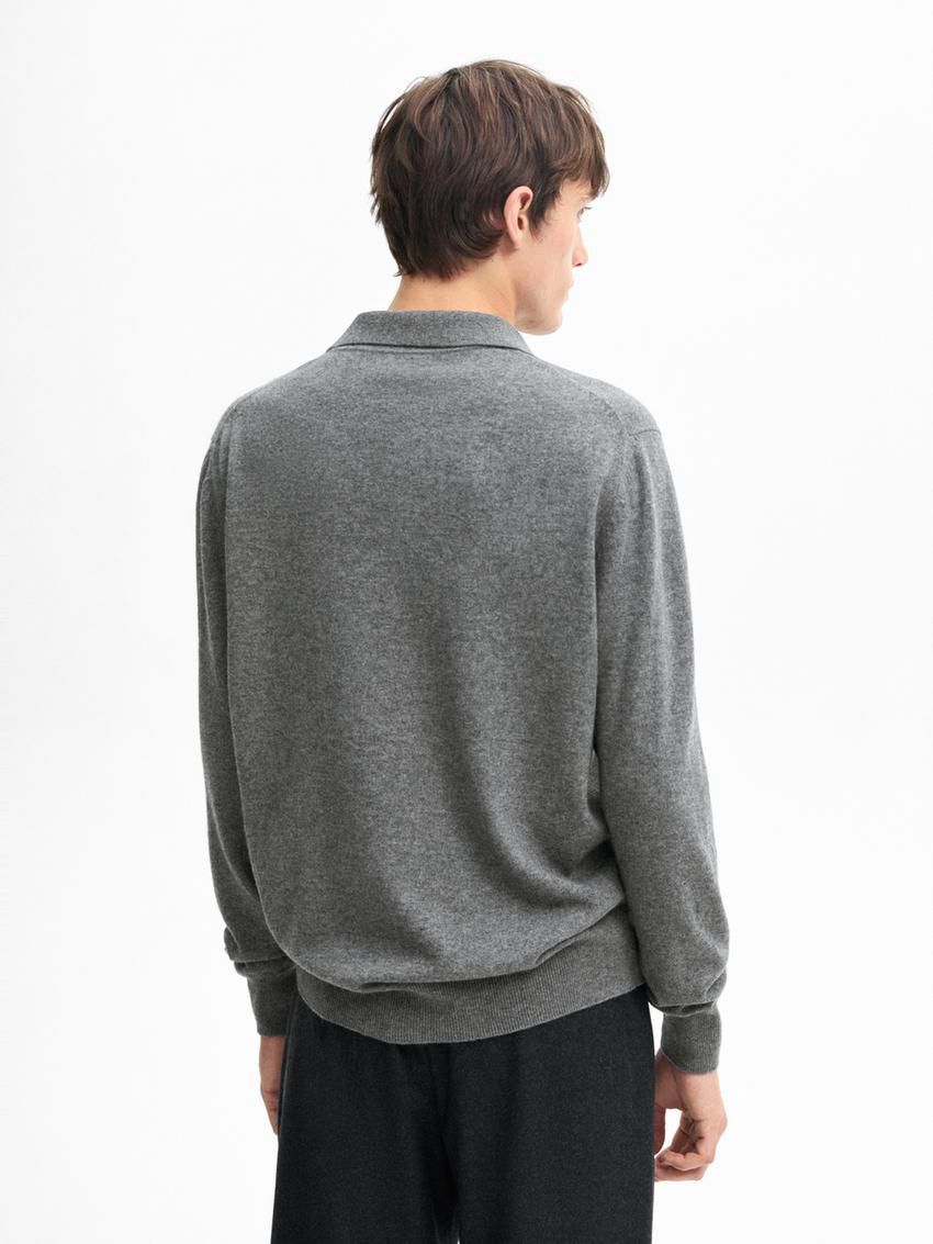 Massimo Dutti Wool Blend Polo Collar Men Sweater Grey | US-XL0416927