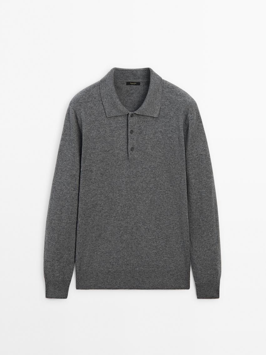 Massimo Dutti Wool Blend Polo Collar Men Sweater Grey | US-XL0416927
