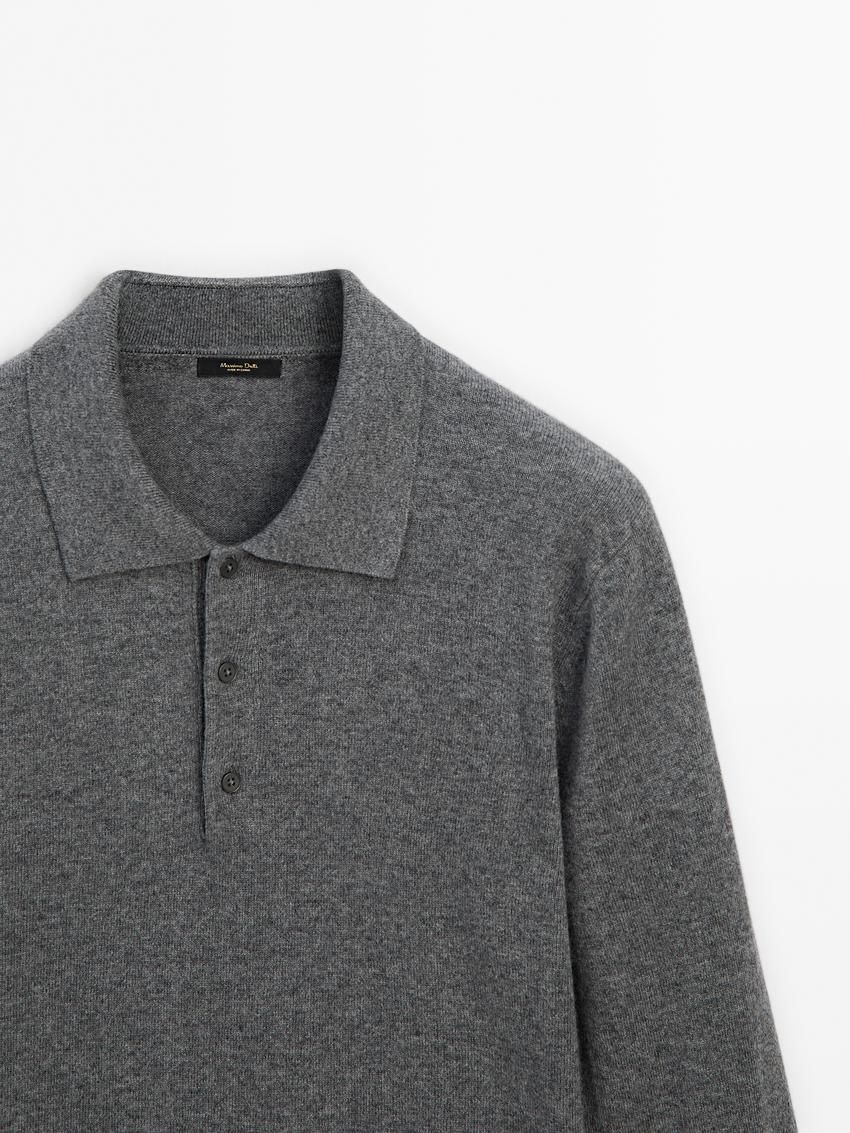 Massimo Dutti Wool Blend Polo Collar Men Sweater Grey | US-XL0416927