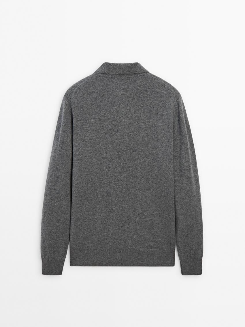 Massimo Dutti Wool Blend Polo Collar Men Sweater Grey | US-XL0416927