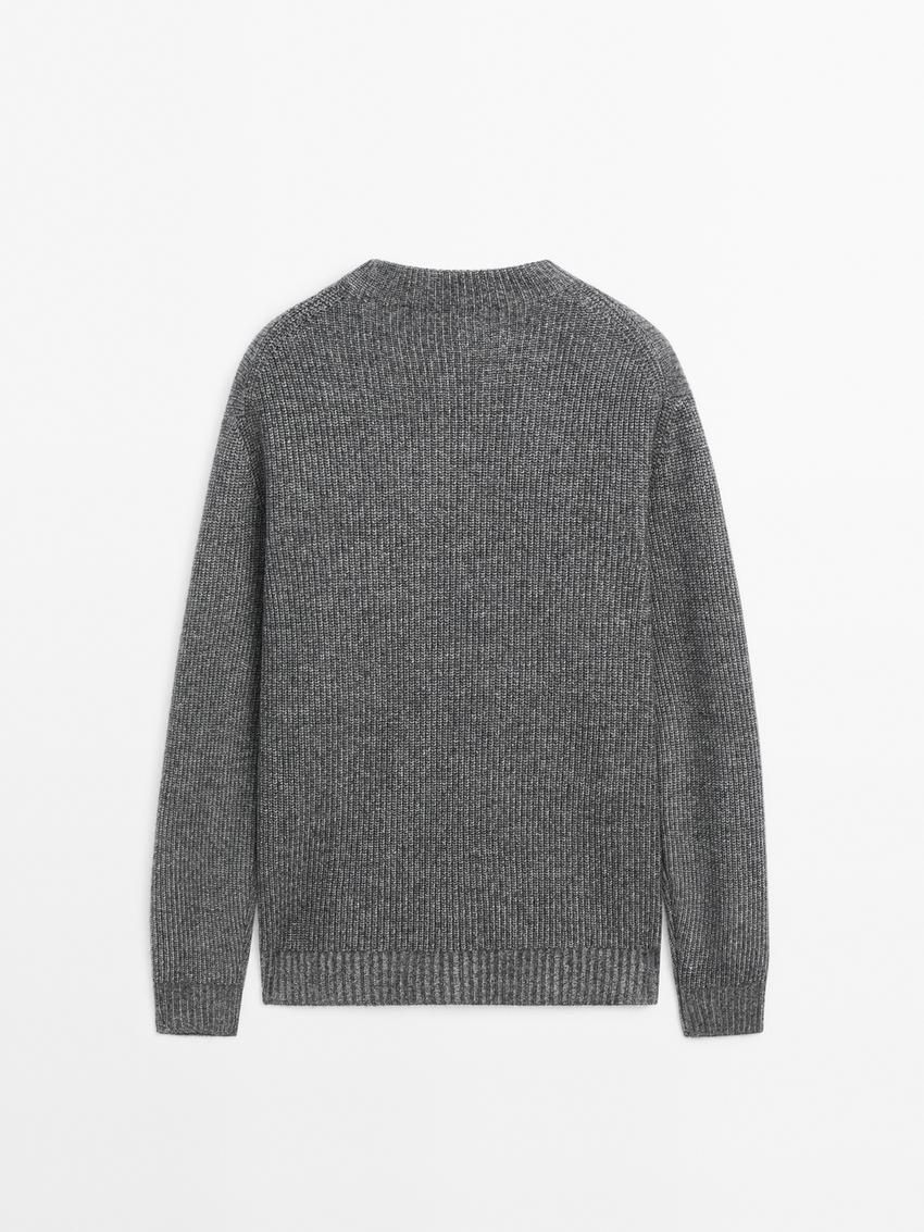Massimo Dutti Wool Blend Ribbed Knit Men Sweater Grey | US-BI6840739