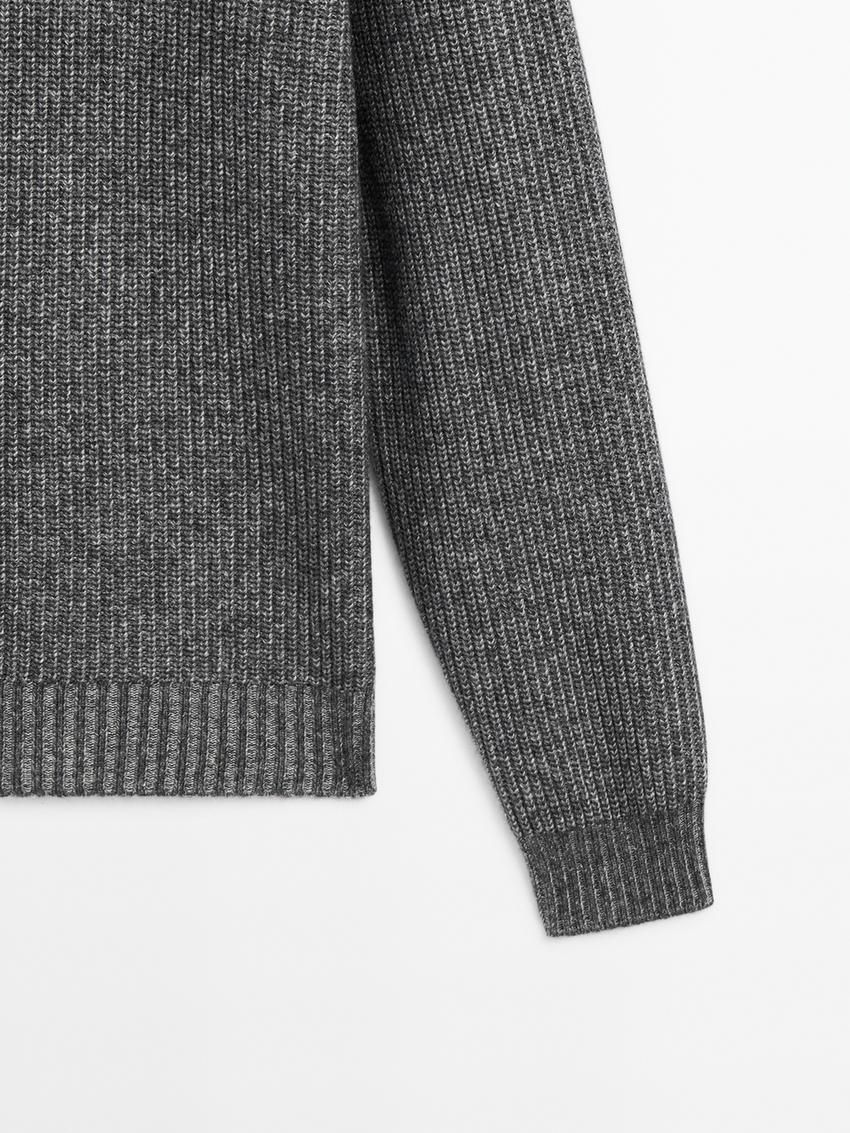 Massimo Dutti Wool Blend Ribbed Knit Men Sweater Grey | US-BI6840739