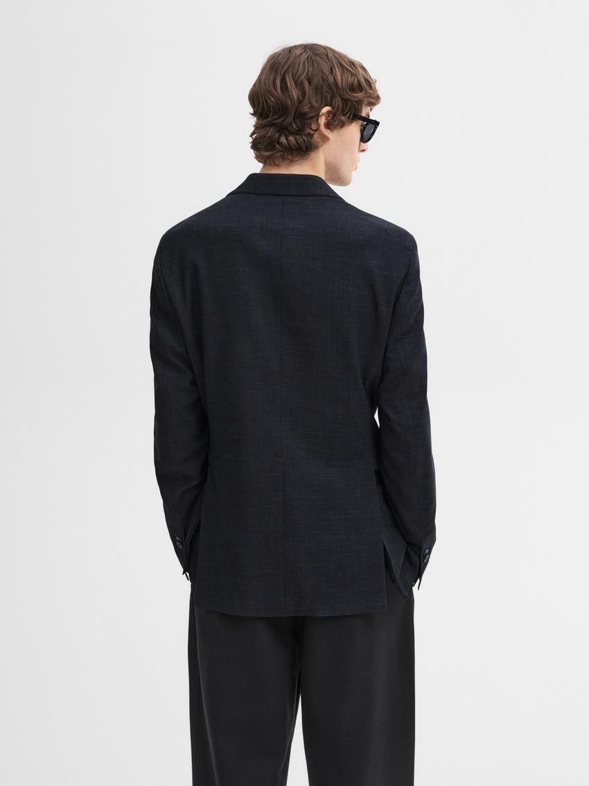 Massimo Dutti Wool Blend Smart Men Blazer Navy | US-ML5078964
