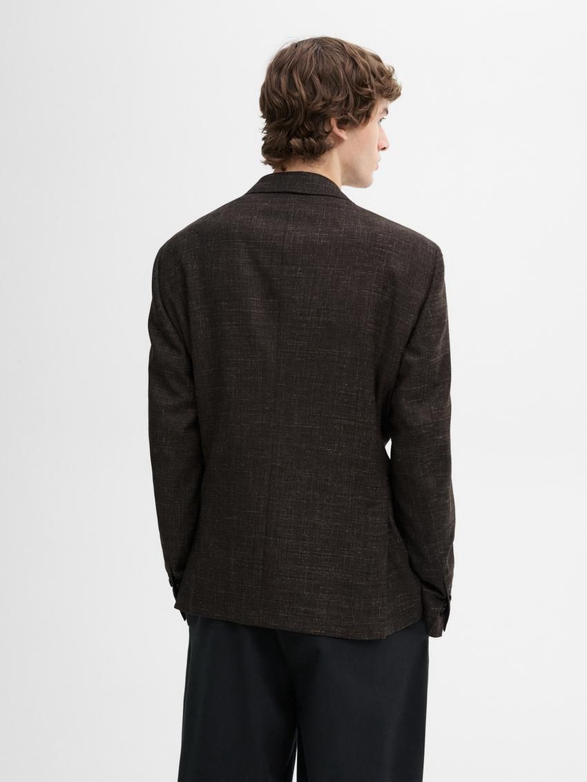 Massimo Dutti Wool Blend Smart Men Blazer Dark Brown | US-YO0475283
