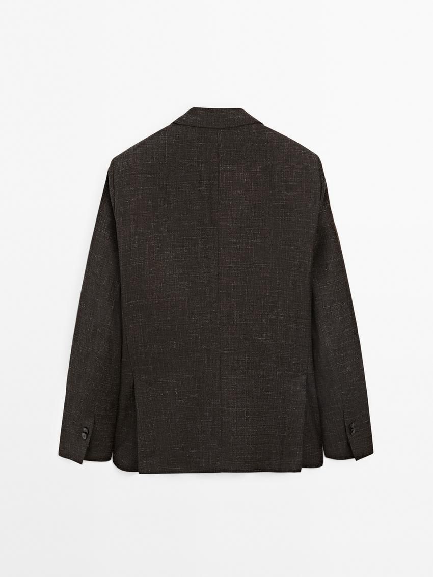 Massimo Dutti Wool Blend Smart Men Blazer Dark Brown | US-YO0475283