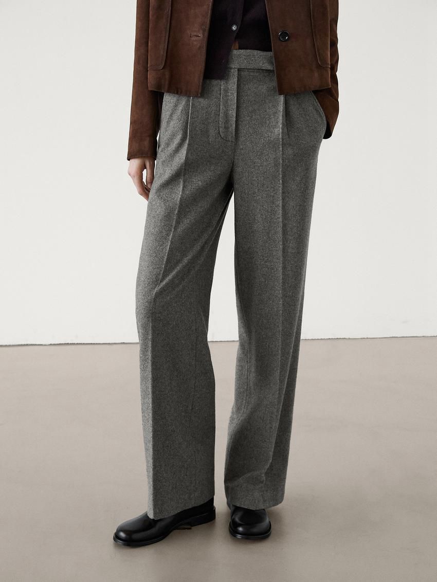 Massimo Dutti Wool Blend Straight-leg Women Trousers Grey | US-GT6485907