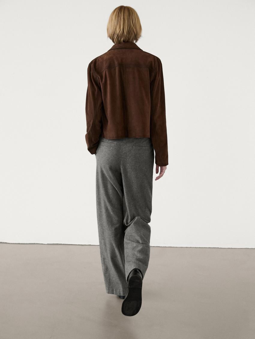 Massimo Dutti Wool Blend Straight-leg Women Trousers Grey | US-GT6485907