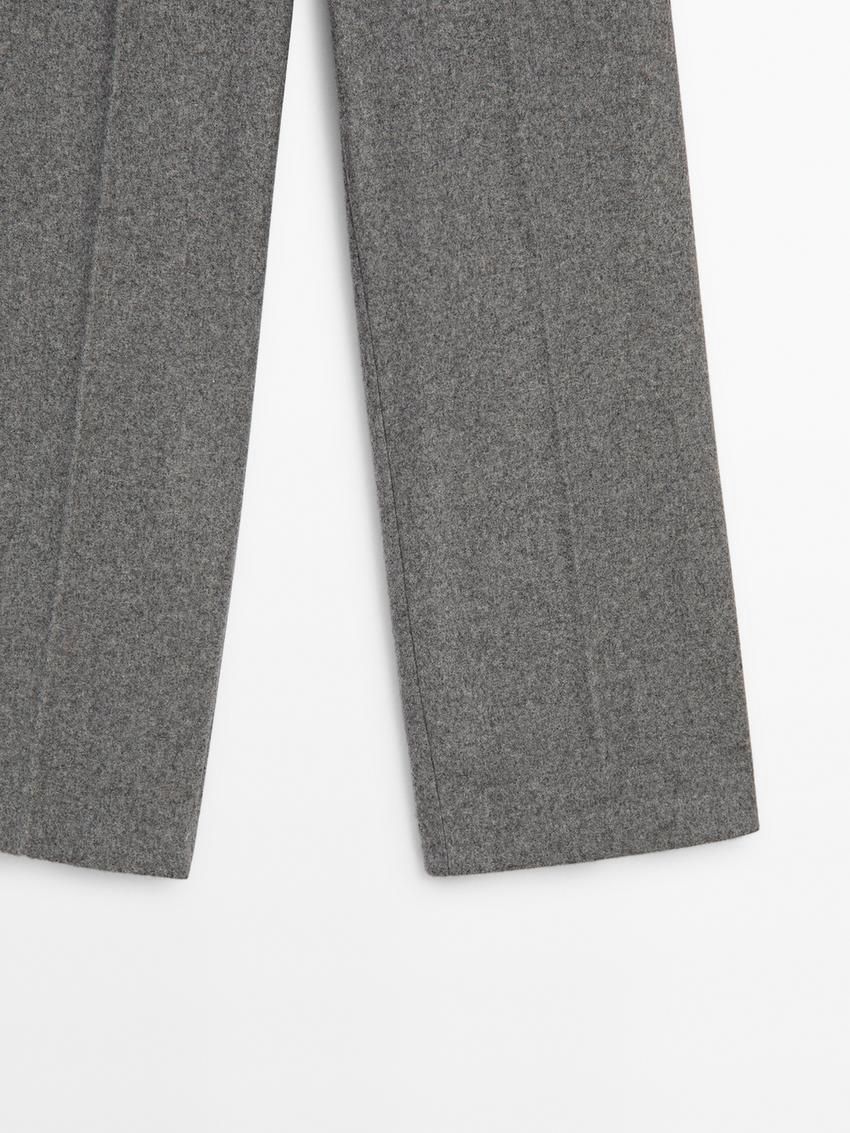 Massimo Dutti Wool Blend Straight-leg Women Trousers Grey | US-GT6485907