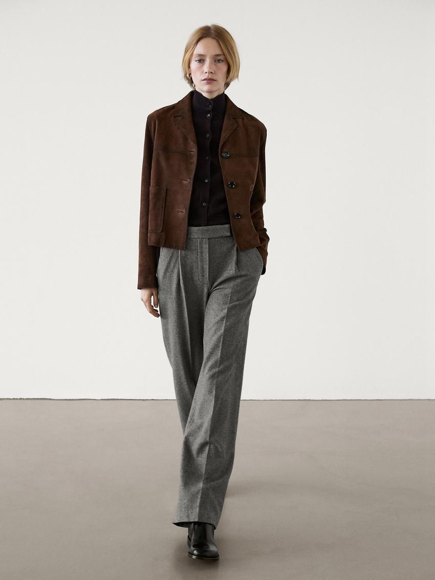 Massimo Dutti Wool Blend Straight-leg Women Trousers Grey | US-GT6485907