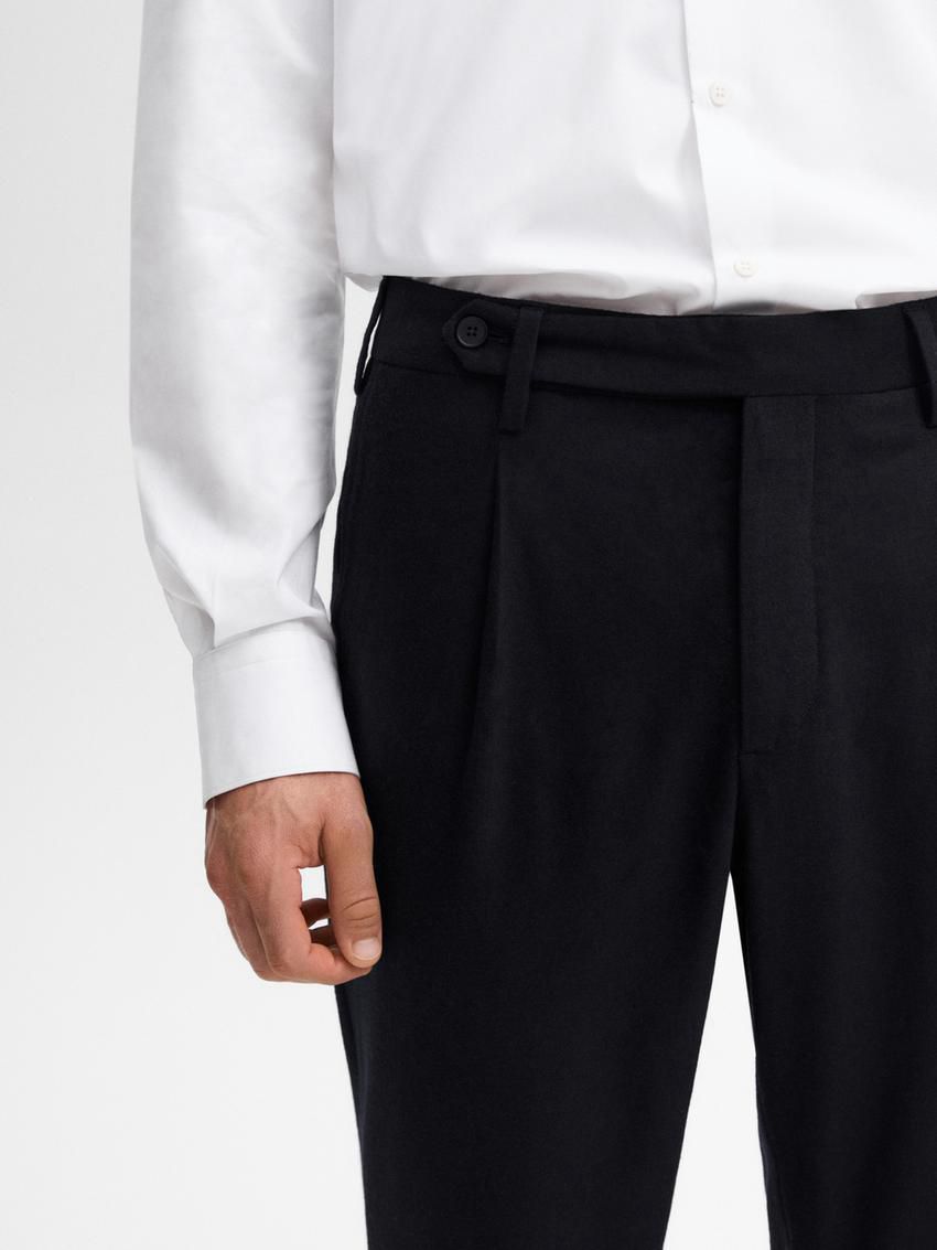 Massimo Dutti Wool Blend Suit Men Trousers Navy | US-HL8612579